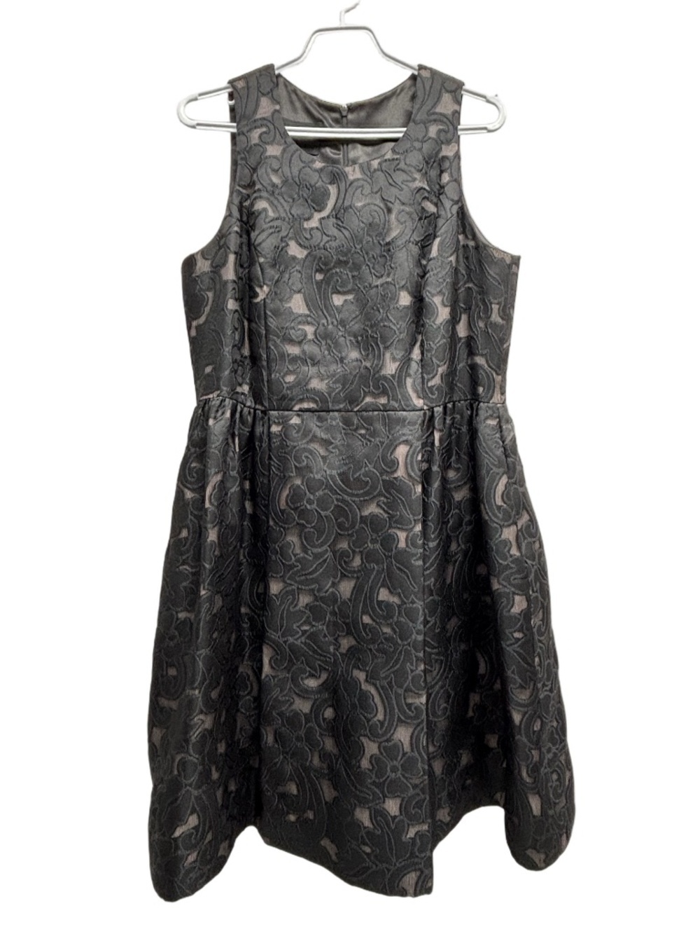 Wayne Clark silk blend cocktail dress black brocade over nude lining size 10?